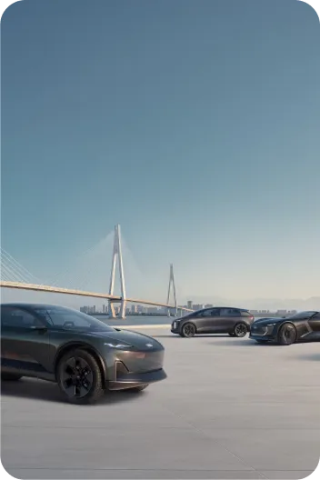 Luxury cars on bridge