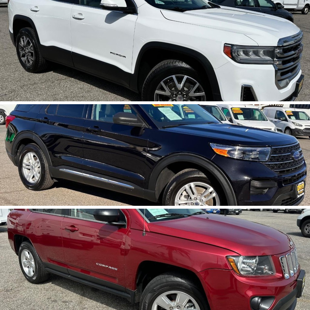 SUV Showdown: Comparing the 2015 Jeep Compass, 2022 Ford Explorer XLT, and 2020 GMC Acadia SLE