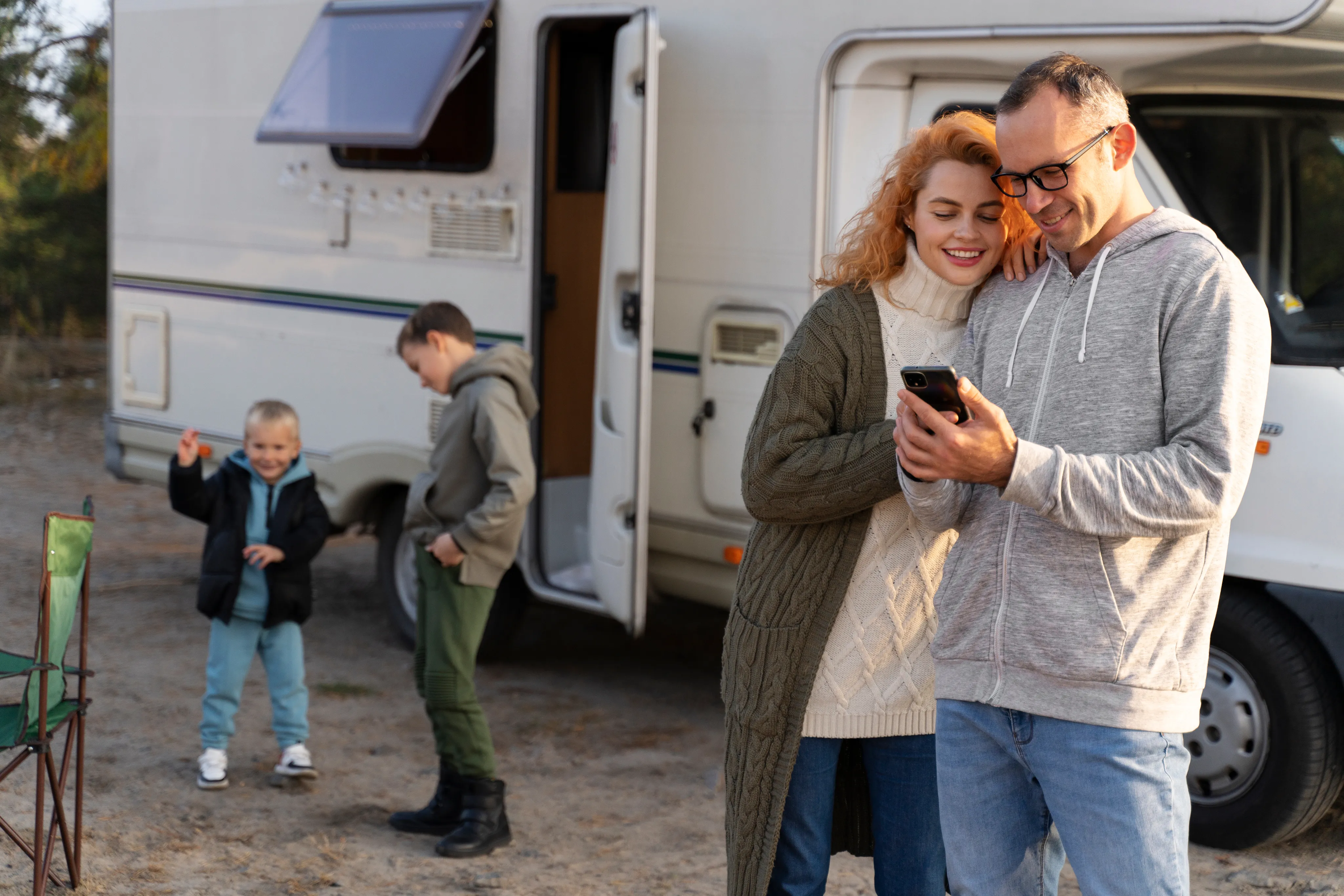Technician serving RV