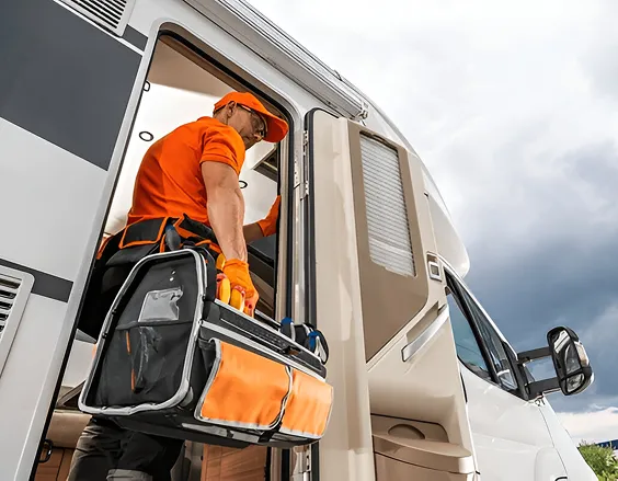 Technician serving RV