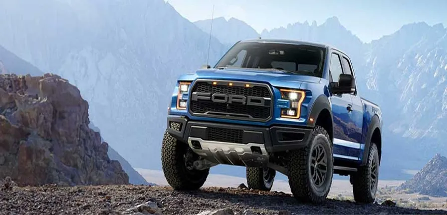 Ford Raptor truck on rocky terrain